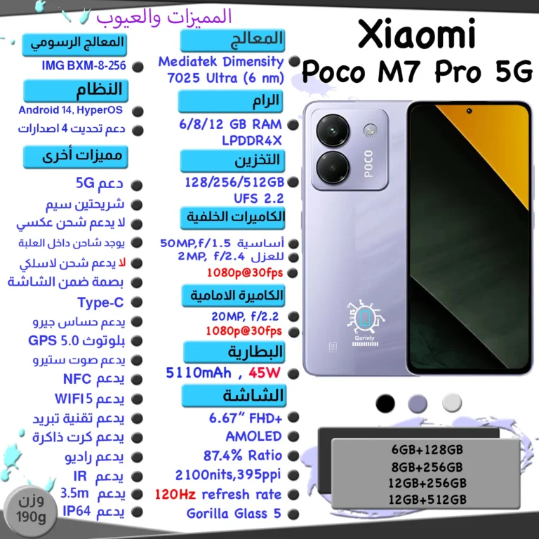 Xiaomi Poco M7 Pro 5G صورة ومواصفات
